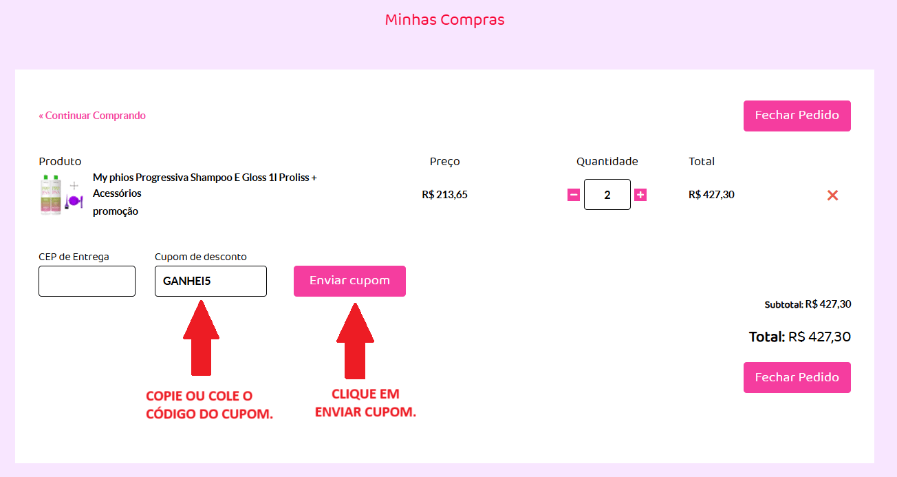(Imagem 02)-Digite ou copie e cole o código do cupom no local indicado