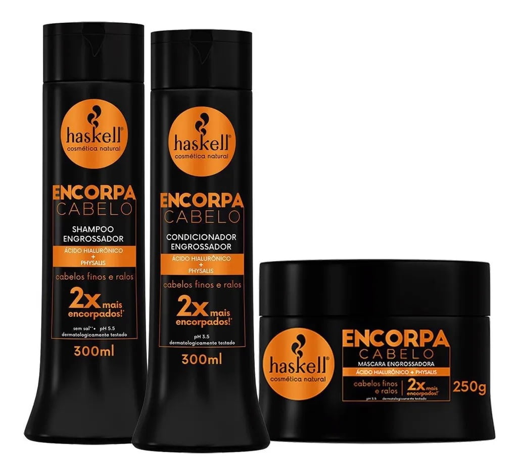 Kit Haskell Encorpa Cabelo Shampoo Condicionador e Máscara