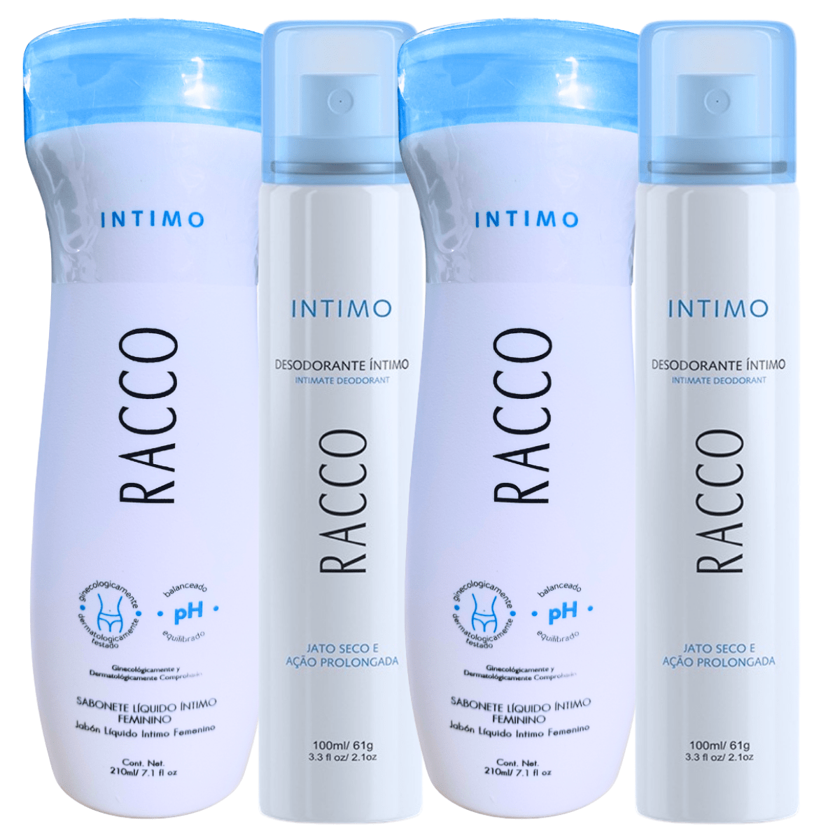 Kit Com 2 Sabonete Intimo + 2 Desodorante Íntimo - Racco