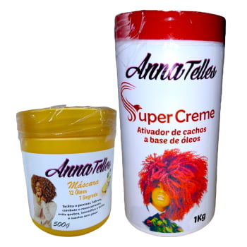 Super Creme1kg + Máscra Hidratação 12 Óleos 500g Anna Telles