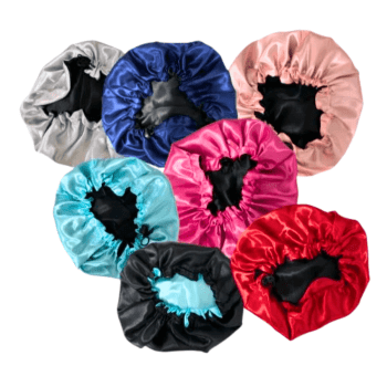 Touca de cetim Dupla Face Regulável + Scrunchie de Cetim Anti-Frizz Para Dormir