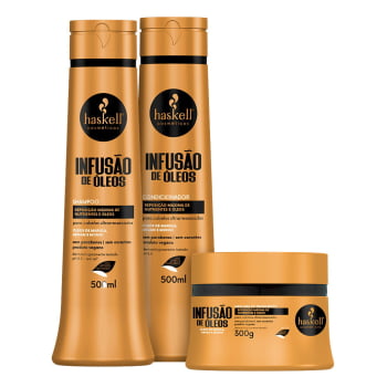 Kit Infusão de Óleos Shampoo, Condicionador e Máscara Kit Infusão de Óleos Shampoo, Condicionador e Máscara